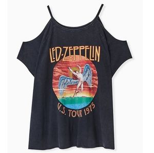 LED ZEPPELIN BLACK WASHED COLD SHOULDER TEE